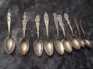 Lot of 9 Antique Sterling Silver Souvenir Spoons Gorham SSMC Native American