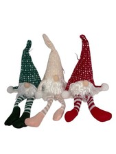 Christmas Gnomes Ornaments Or Shelf-Sitting Set Of 3 Holiday Decor 7-1/2" New
