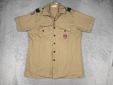Vintage Boy Scouts Of America Shirt Mens Large Beige Short Sleeve Eagle Scout
