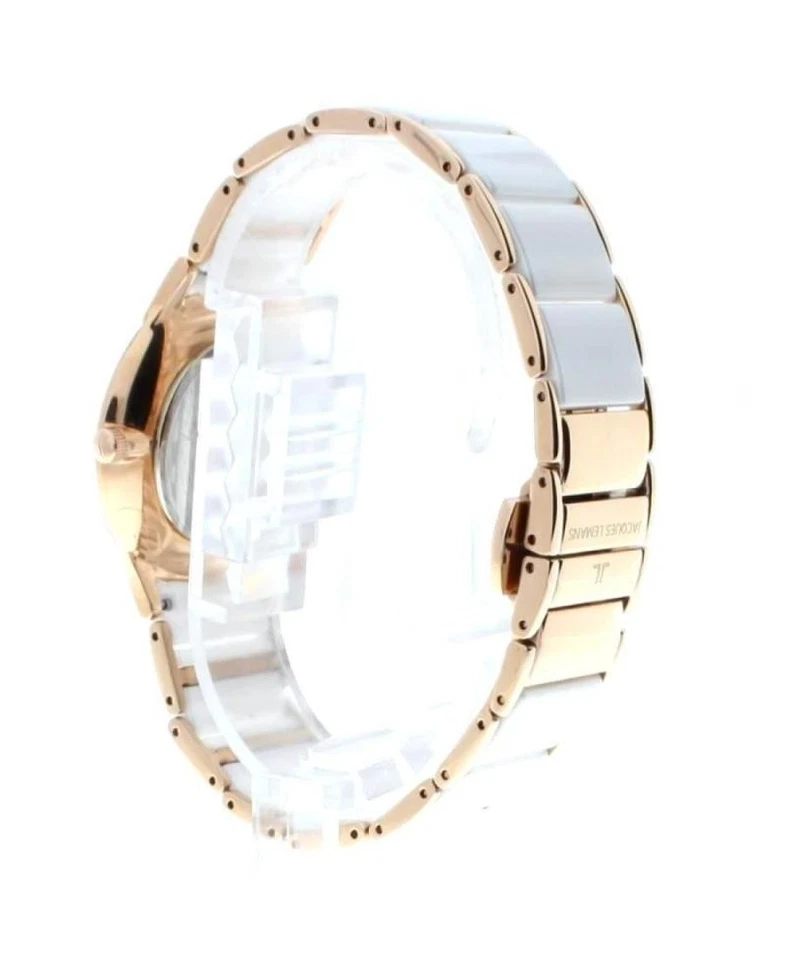 JACQUES LEMANS Relógio Feminino Analógico Quartzo Casual Vestido Clássico Mostrador Branco Waterpr - Imagem 4 de 4