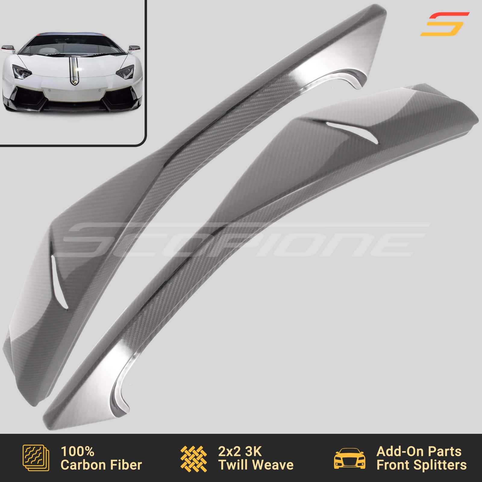 Scopione Carbon Fiber Front Splitters Lip for Lamborghini 12-17 Aventador LP700