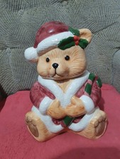 Christmas teddy bear cookie jar! Ceramic Santa Claus kitchen festive season 