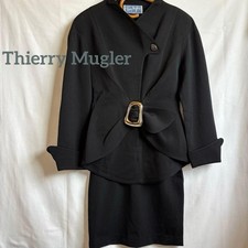Thierry Mugler Vintage 80's-90's Black Suit Set with Belt, Size S Authentic Used