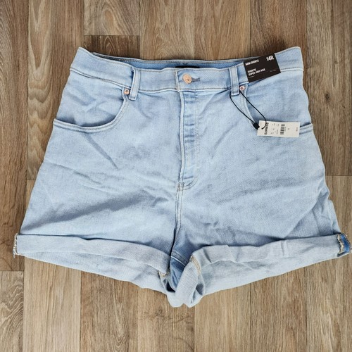 Express Shortie Super High Rise Mom Shorts Women's Size 14 Blue Denim | eBay