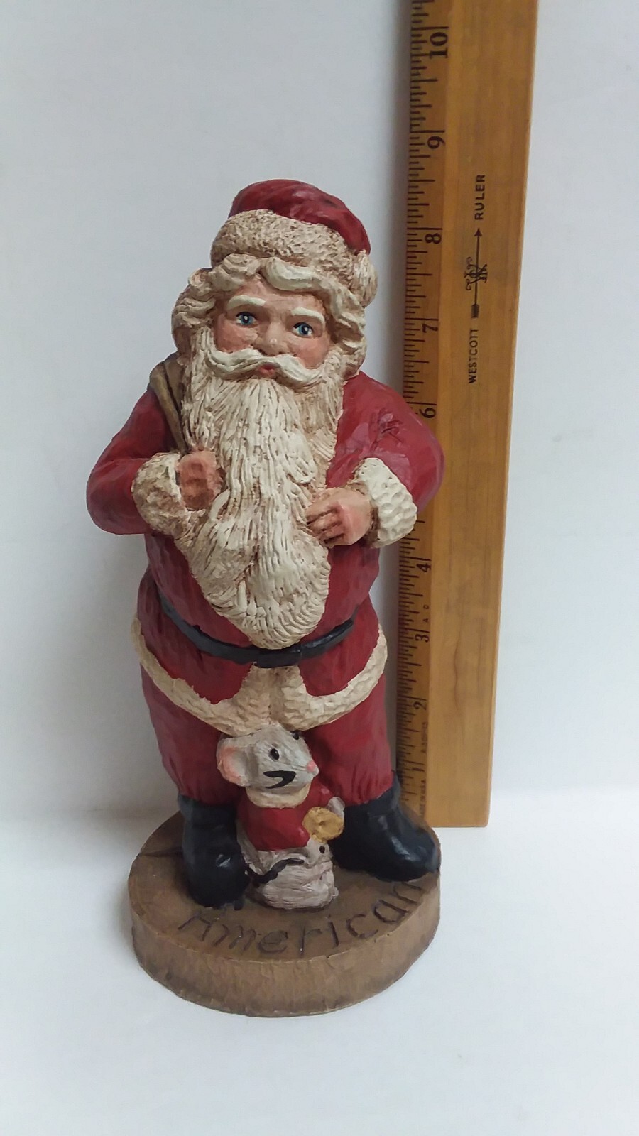 Vtg Wood World Inc 1989 American Santa Figurine Folk Art Handcrafted Va