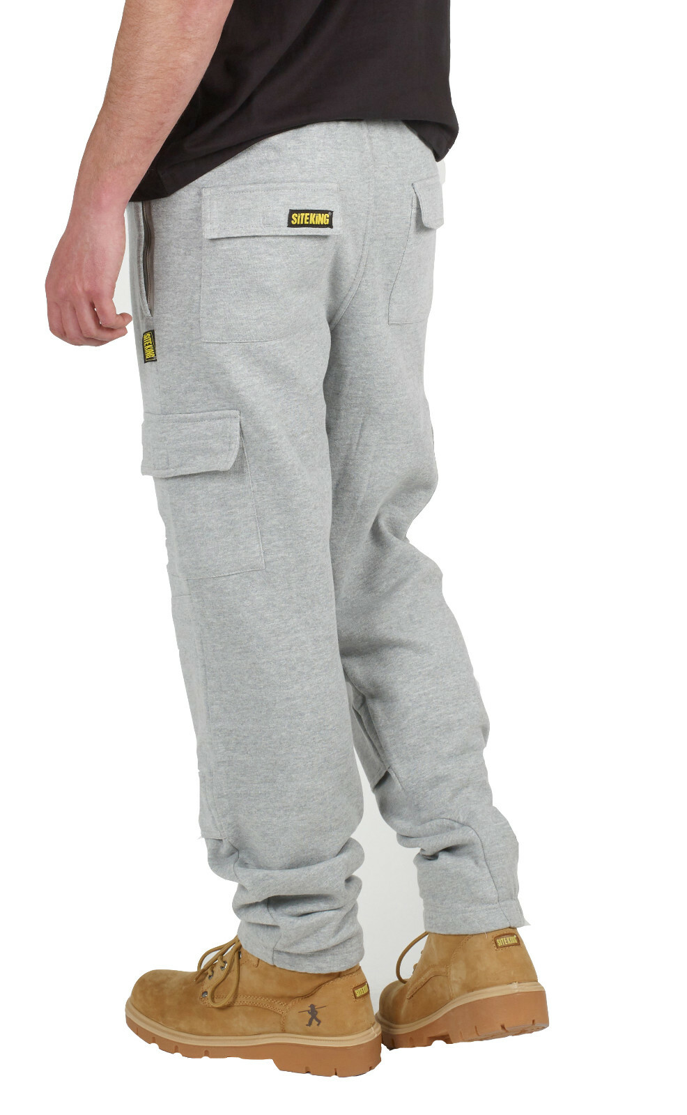 SITE KING Mens Cargo Combat Work Tracksuit Jogging Bottoms & KNEE PAD ...