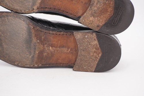 $2650 | MOCASÍN SALVATORE FERRAGAMO 8 D COCODRILO NEGRO CENTAVO PUNTA DIVIDIDA ITALIA - Imagen 18 de 19