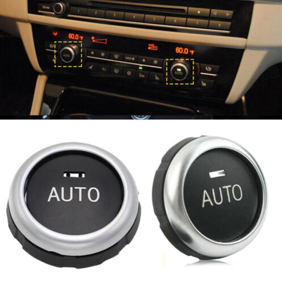 Cubierta de botón de perilla de control de clima delantero/trasero de coche para BMW X5 X6 520i 528i 530i Foto 2 de 4