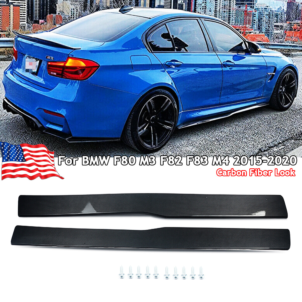 Carbon Look PSM Style Side Skirts Rocker Panel For BMW F80 M3 F82 F83 ...
