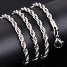 42-74cm Womens Mens Solid Twist Rope Chain Necklace Wedding Engagement✔