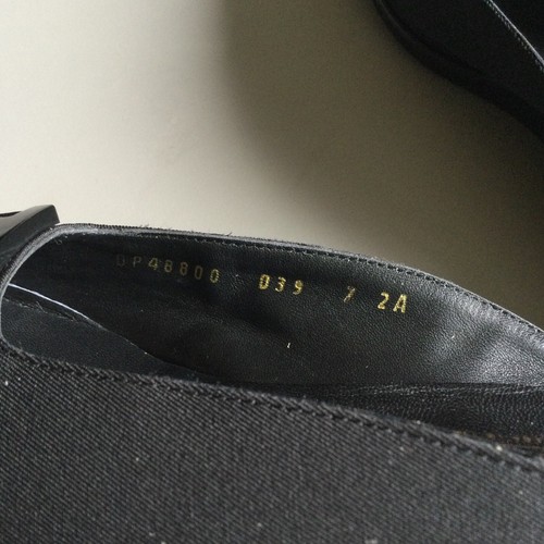 Salvatore Ferragamo Boutique Logo Size 7 AA Slides Sandals Black Fabric Peep Toe - Picture 8 of 13