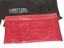 Carolina Herrera Brick Red Clutch Bag Good Girl Glossy Patent Makeup Pouch NEW