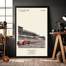 Indianapolis 500 Race History Art Print Art Cross Vintage Poster Indy Fans Gift