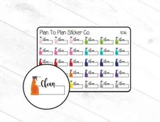 1036~~Cleaning Tracker Planner Stickers.