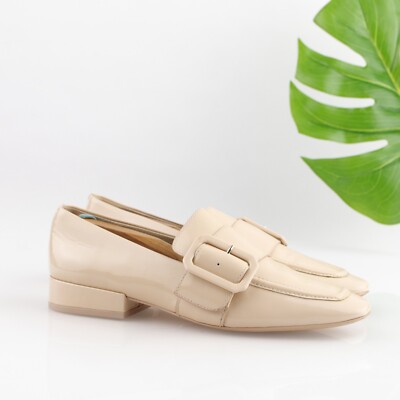 Louise et Cie Womens Espen Loafer Size 8.5 Nude Tan Patent Buckle Flat Shoe