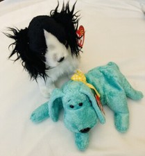 Puppy Dogs Lot/2 Ty Beanie Babies Retired Diddley Dog 2000 Frolic Spaniel 2001