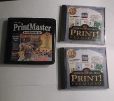 Lot of 3 Print Software CDs: PrintMaster Platinum 10, Print! Premium 3 (CD 1&2)