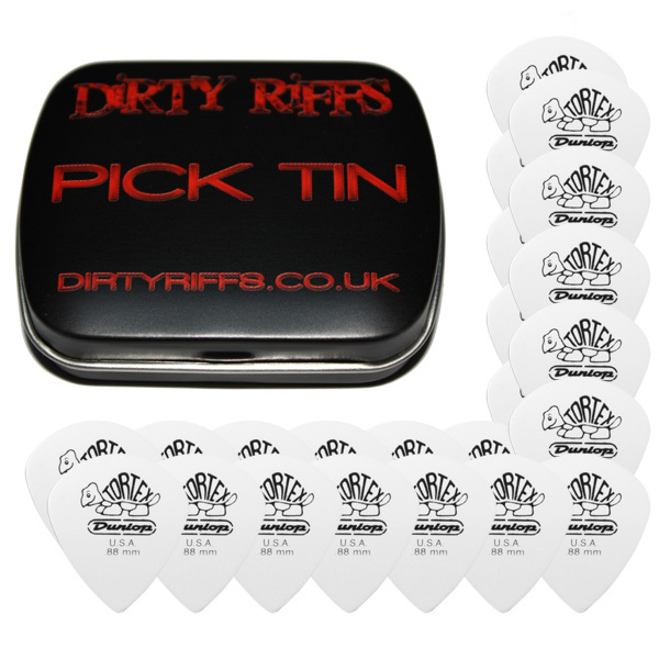 24 x Dunlop Tortex Jazz III 3 White Guitar Picks / Plectrums 0.88mm In Pick Tin