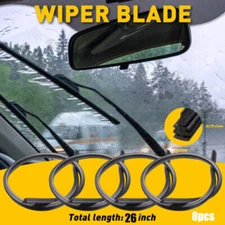 8PCS Universal 26" Car Bus Silicone Frameless Windshield Wiper Blades Refills