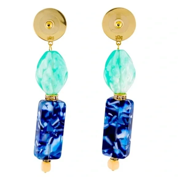 PENDIENTES LELE SADOUGHI PIEDRA APILADA - AZUL OCÉANO. Venta al por menor $195 Foto 2 de 4