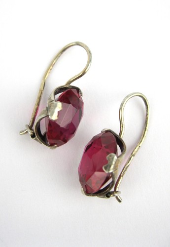 EARRINGS SILVER 875 Ruby corundum stones Soviet Union USSR Vintage Original - Picture 23 of 23