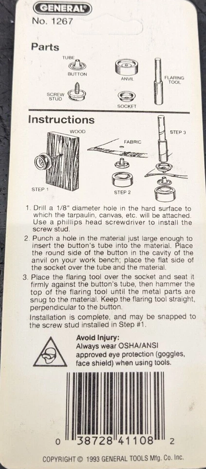 General Tools 1267 Latón Sólido Tornillo Snap Sujetador Kit Herramienta de Ajuste 6 Sujetadores Foto 2 de 2
