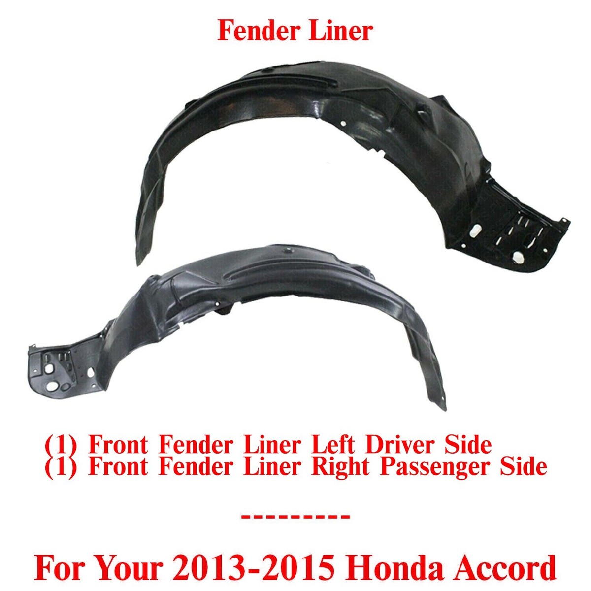 Front Fender Liner Set For 2013-2015 Honda Accord Coupe – Left & Right, Direct Replacement
