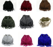 NEW Ladies Soft Real Leather Fringe Bucket Bag Women Suede Clutch Handbag UK