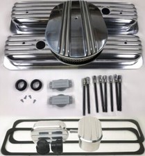 87up Small Block Chevy Sbc Nostalgic Fin Aluminum Engine Dress Up Kit Centerbolt