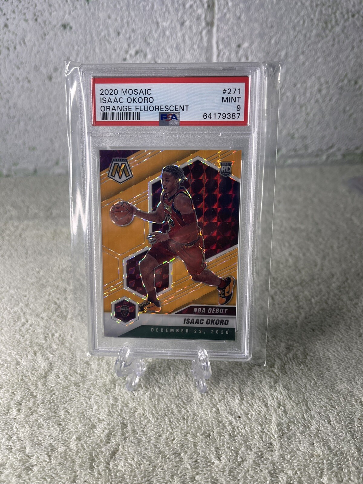 2020-21 Panini Mosaic Orange Fluorescent Prizm #271 Isaac Okoro RC Rookie 11/25