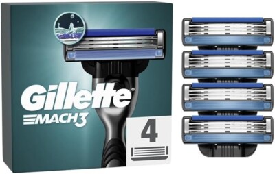 Gillette Mach3 Rasierklingen Herren, 4er Pack Rasierklingen-Nachfüllpackungen