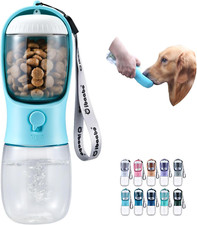 Dog Water Bottle with Food Container, Travel Puppy Water Bowl, Portable Pet Disp
