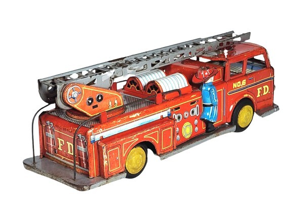 Fire Friction Engine Tin Japan Vintage Toy Ladder Fire Truck Fire Friction Engine Tin Japan Vintage Toy Ladder Fire Truck