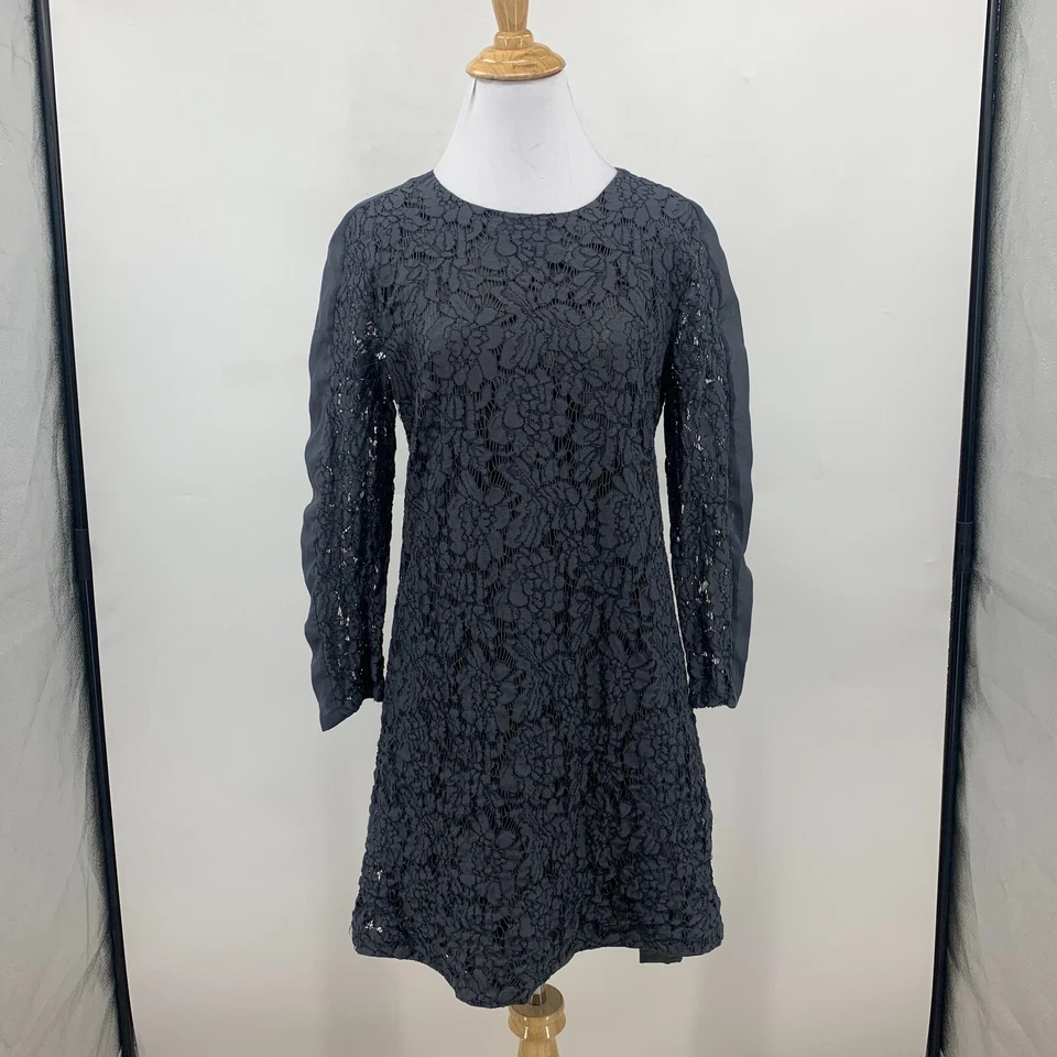 Vestido Madewell Mini Shift Mujer 4 Gris Floral Encaje Manga Larga Nylon Mezcla Forrado Foto 2 de 4