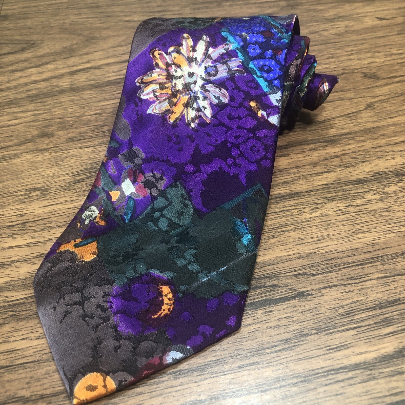 AMERI Necktie Wool Silk Blend Colorful Abstract P… - image 4