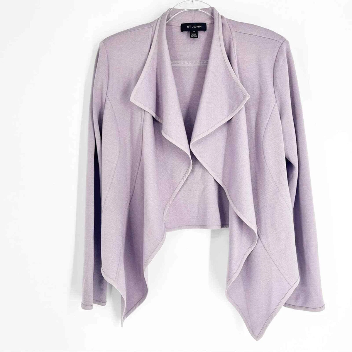 St. John Drape Front Waterfall Jacket Lilac Women's Size 14 | eBay