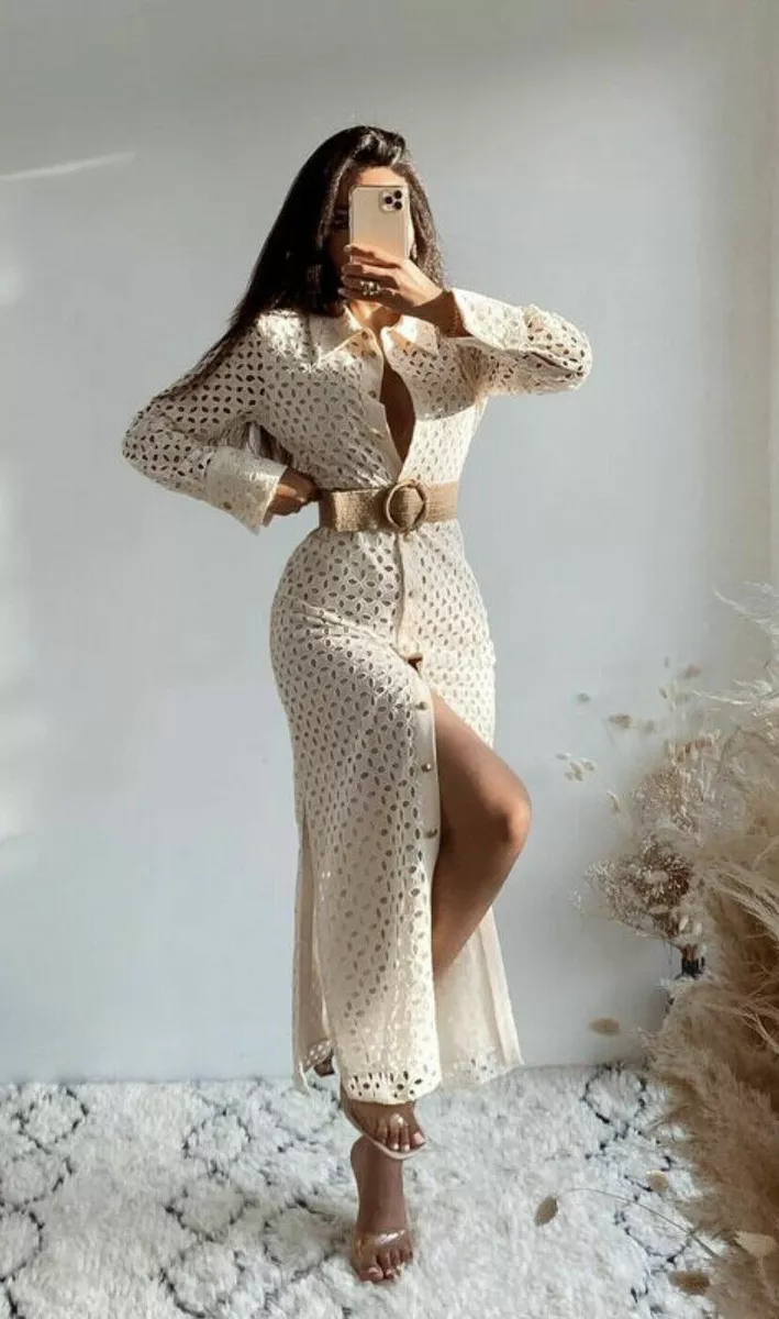 Fitted embroidered dress cheap