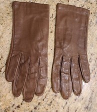 Vintage Womens Size S 6.5 Brown Soft Leather Antron Lined 8.5" Gloves Grandoe