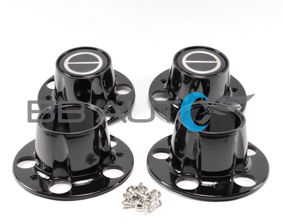 FORD RANGER BRONCO II EXPLORER 4x4 BLACK CENTER CAP HUB SET BLACK SET OPEN NEW - Image 2 of 4