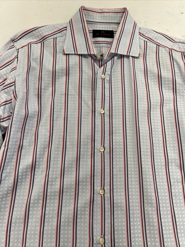 Etro Men's Light Blue & Pink Striped Cotton Dress Shirt SIZE 42 $595 - Picture 6 of 9