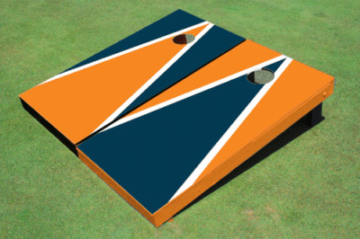 Orange And Navy Alternating Triangle Custom Cornhole Board