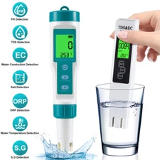 Digital LCD PH/TDS/EC/ORP/TEMP/SG/Salinity Water Quality Tester Meter Pen Kits