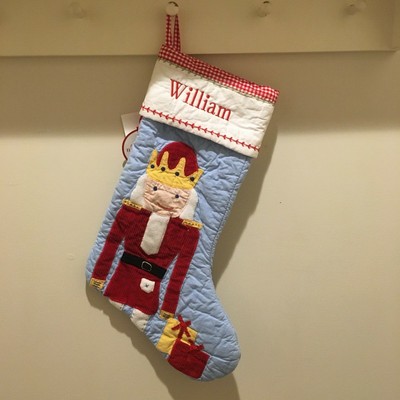 Pottery Barn Kids Christmas Stocking Nutcracker Blue Monogram