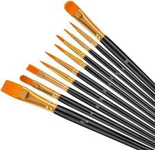 10pcs Acrylic Paint Brushes Set Round Tip for Art Oil Watercolor