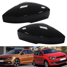 2x Schwarz Glänzend Außenspiegel spiegelkappen Für VW Polo 6R/6C 09-17,UP 2016+