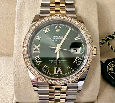 Neu/ungetragen! Rolex Datejust 36 Stahl/Gold, orig.Diamant-Lünette & Zifferblatt
