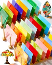24 Sheets Stained Glass 4X6 Inch Rainbow Stained Glass Sheets for DIY Crafts,
