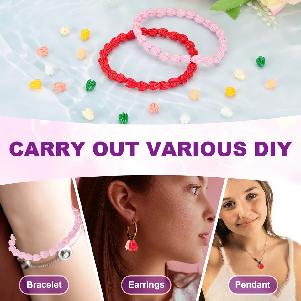 9x7mm Beads Coral Flower, 100 Pcs Cute Jasmine Flower Shell Bead, Purple - Image 4 of 4