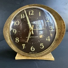 Vintage Westclox Brass Mantel Clock Mid Century Desk Clock Working USA