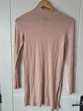 Atmosphere Blush Pink Ribbed Roll Neck Dress UK 6/8 Midi Bodycon